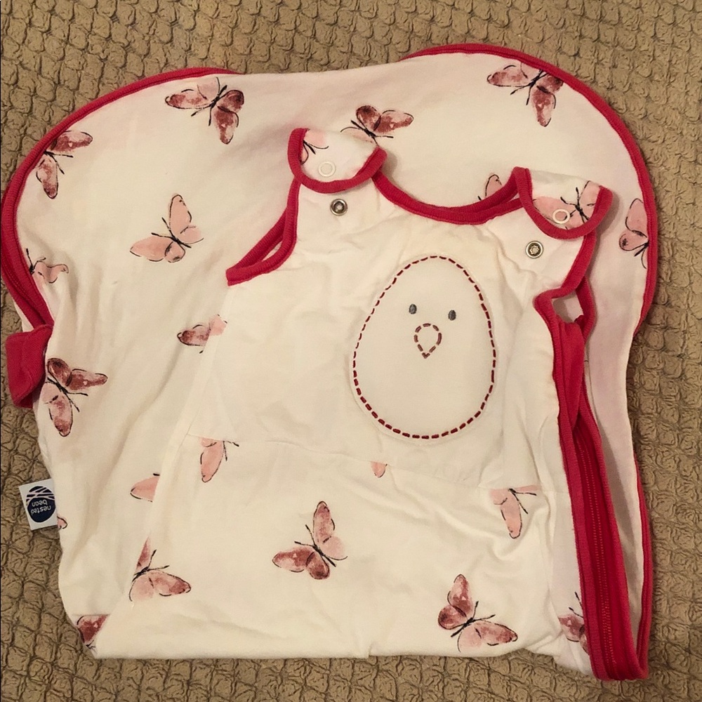 Nested Bean Pink Butterfly Diaper Cover with Chick Embroidery